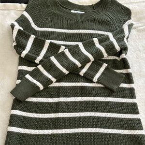 Old Navy Olive and White Striped Sweater